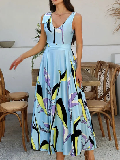 Devine Printed Sleeveless Maxi Dress