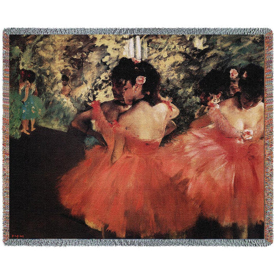 Edgar Degas&copy; Dancers In Pink Woven Throw Blanket -