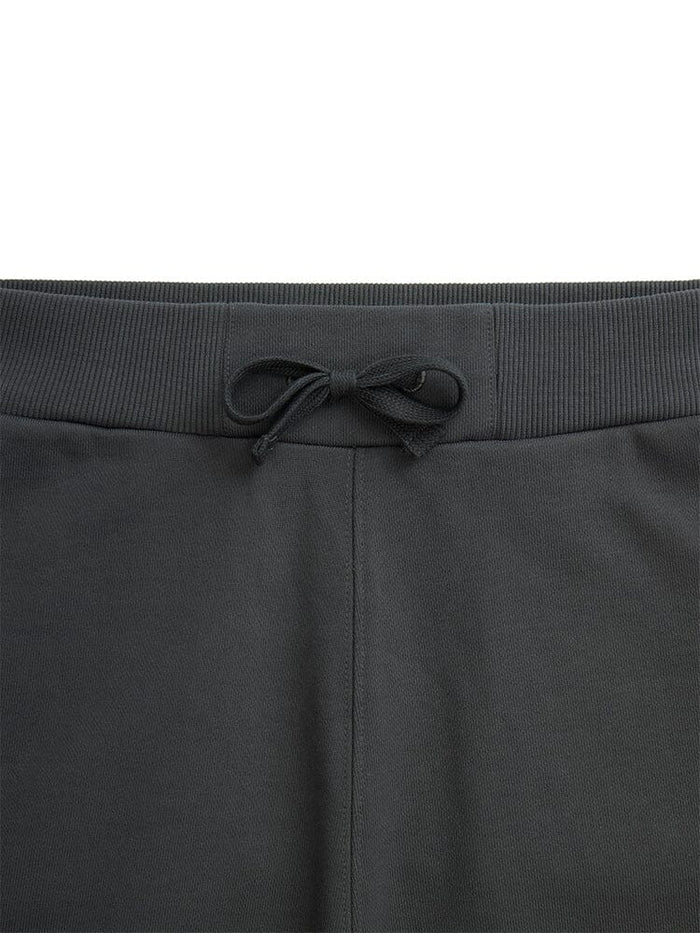 Essential French Terry Short by Alpha Industries, dark green ribbed waistband with center drawstring, French terry fabric.