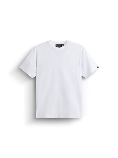 Alpha Industries Essential Relaxed Tee in White, 210 gsm t-shirt with short sleeves and crew neck.