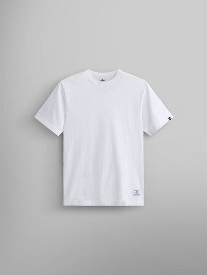 Alpha Industries Essential Tee in White, cotton t-shirt with short sleeves and crew neckline.
