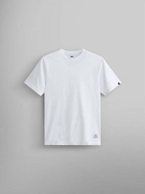 Alpha Industries Essential Tee in White, cotton t-shirt with short sleeves and crew neckline.