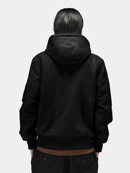 FAUX LEATHER HOODED RIB FLIGHT JACKET OUTERWEAR Alpha Industries