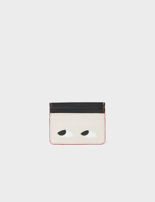 Filium Cream Leather Cardholder - Eyes Engraved