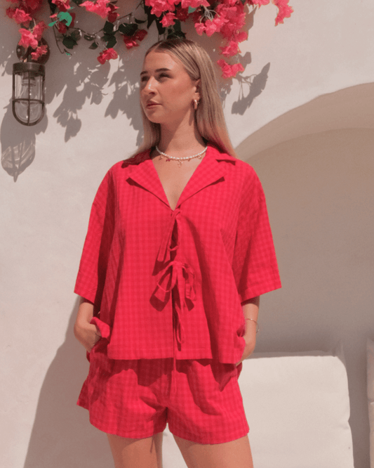 FINAL SALE | Billie Shirt | Red & Pink Gingham