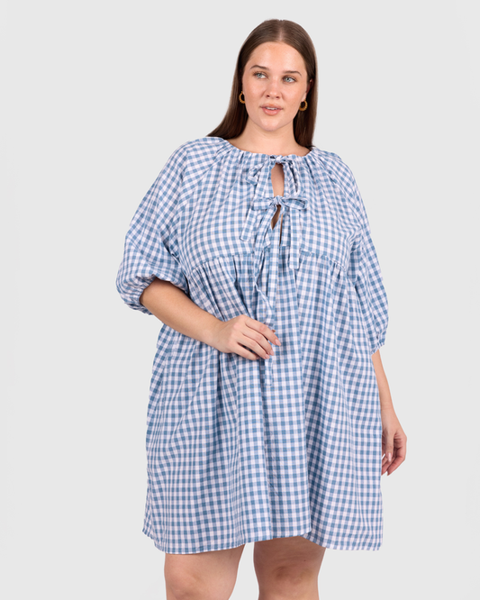 FINAL SALE | Florence Mini Dress | Blue Gingham