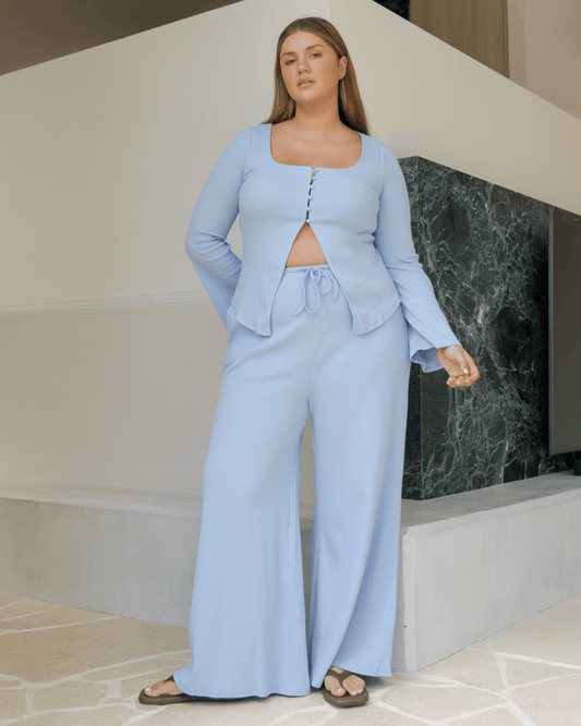 FINAL SALE | Marisa Ribbed Pants | Blue