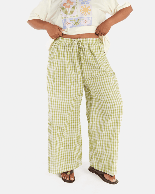 FINAL SALE | Posey Pants | Pear Gingham Embroidery