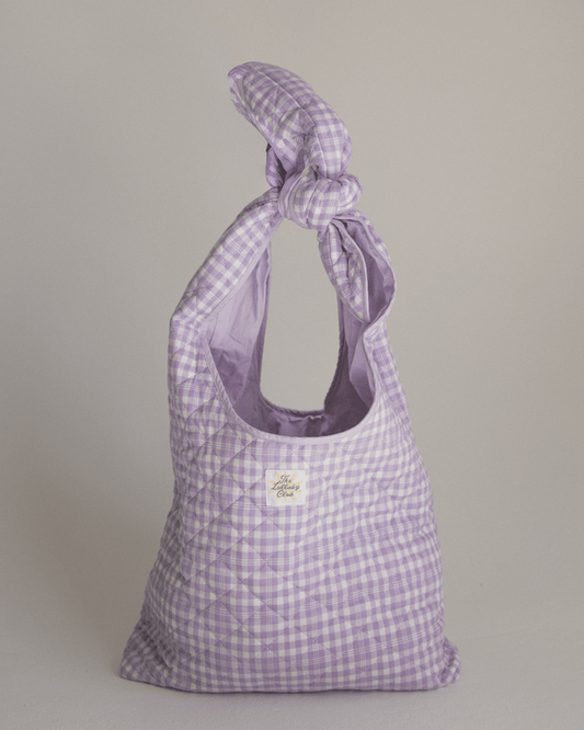 FINAL SALE | Quilted Tote | Purple Gingham