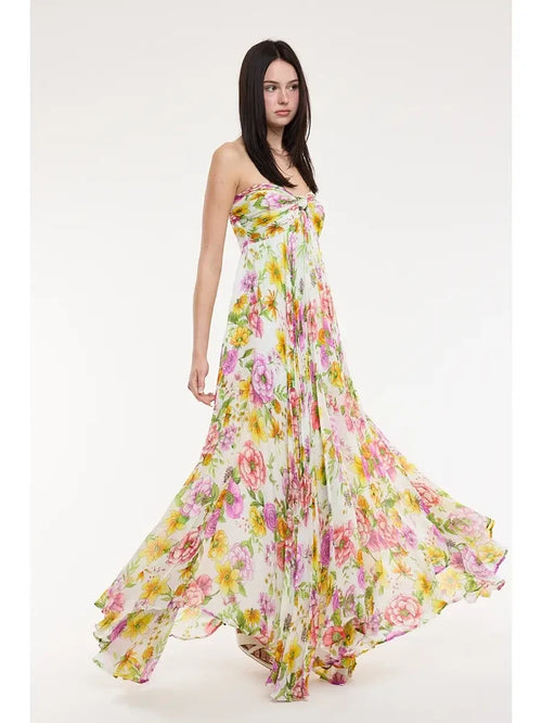 Floral Ruffle Maxi Dress - Greige Goods