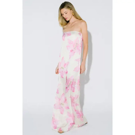 Floral Strapless Maxi Dress - Greige Goods