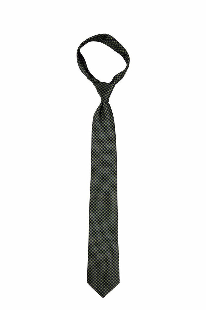 Green Blue Small Checkered Skinny Pre-tied Tie, Tie, GoTie