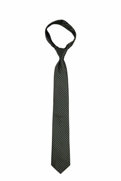 Green Blue Small Checkered Skinny Pre-tied Tie, Tie, GoTie