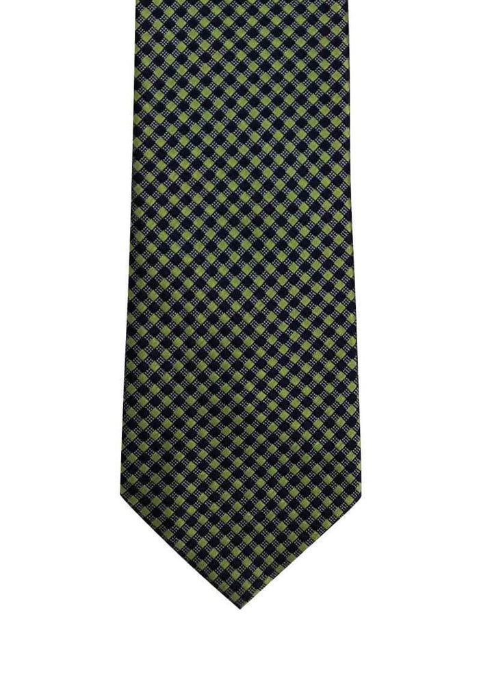 Green Blue Small Checkered Skinny Pre-tied Tie, Tie, GoTie