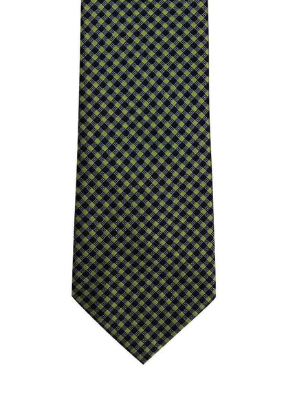 Green Blue Small Checkered Skinny Pre-tied Tie, Tie, GoTie