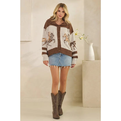 Horse Print Sweater - Greige Goods