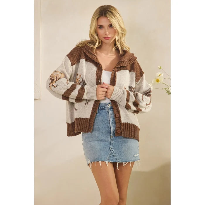 Horse Print Sweater - Greige Goods