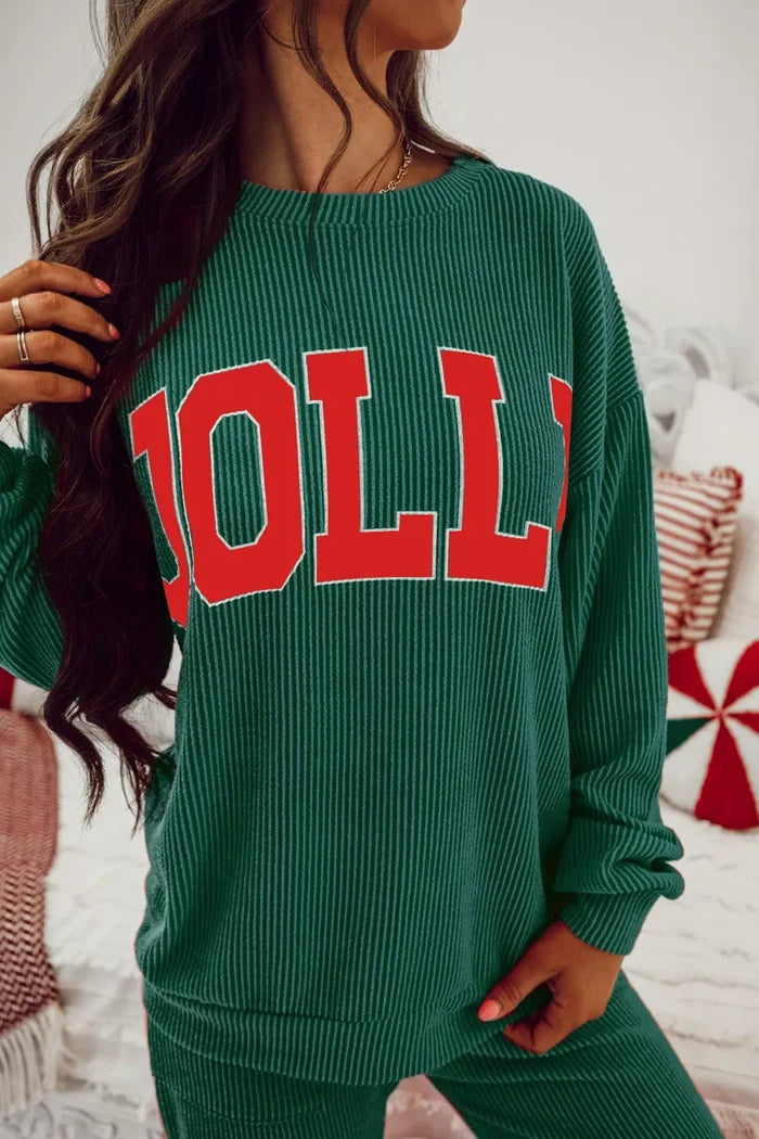 Jolly Christmas Top and Drawstring Pants Set