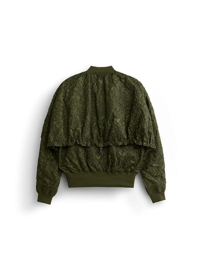 Alpha Industries L-2B Bubble Flight Jacket W, dark green shell, layered back, ribbed trims, adjustable mesh vent.