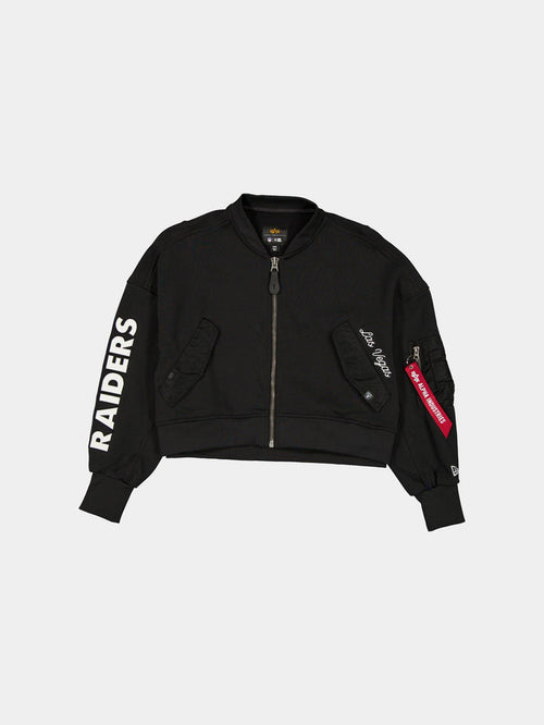 LAS VEGAS RAIDERS X ALPHA X NEW ERA L-2B FRENCH TERRY JACKET WOMENS OUTERWEAR Alpha Industries BLACK XS