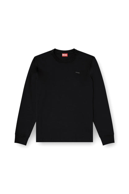 Long-sleeve T-shirt with metal logo plaque