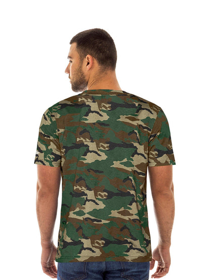 Los Angeles Dodgers X Alpha Industries X New Era T-Shirt, short sleeves, green, brown, and tan camo print.