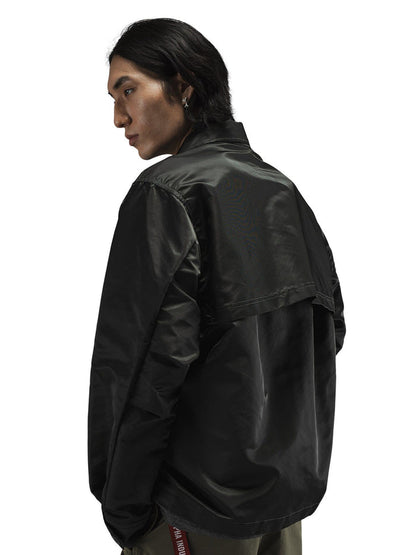 Alpha Industries LS Flight Overshirt, black, loose fit.