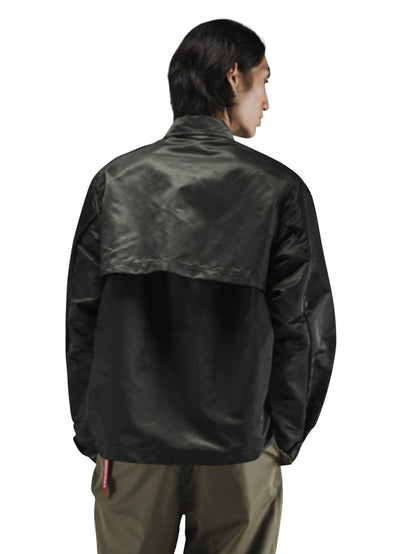 Alpha Industries LS Flight Overshirt in black, featuring button closures and long sleeves.