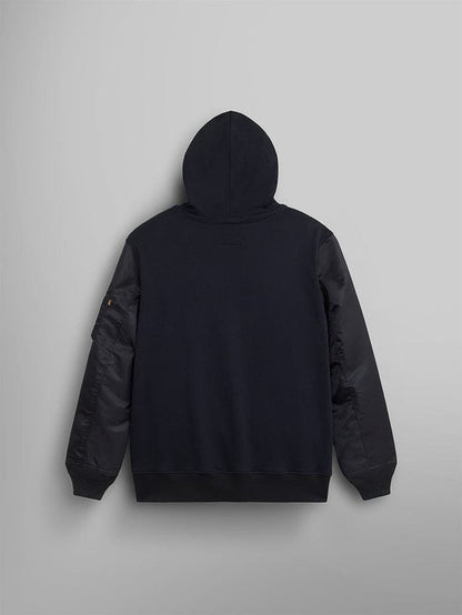Back view of the MA-1 Zip Up Hoodie in black by Alpha Industries.