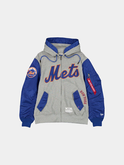 NEW YORK METS X ALPHA X NEW ERA MA-1 ZIP UP HOODIE OUTERWEAR Alpha Industries BLUE S