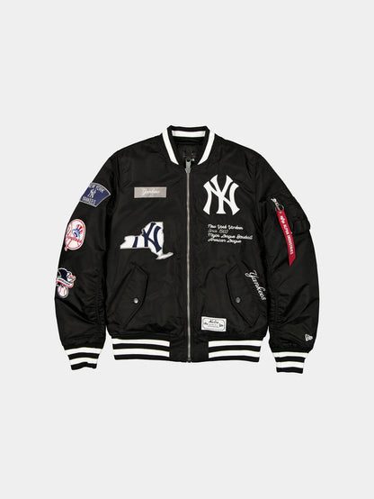 NEW YORK YANKEES X ALPHA X NEW ERA MA-1 BOMBER JACKET (BLACK) OUTERWEAR Alpha Industries BLACK/WHITE S