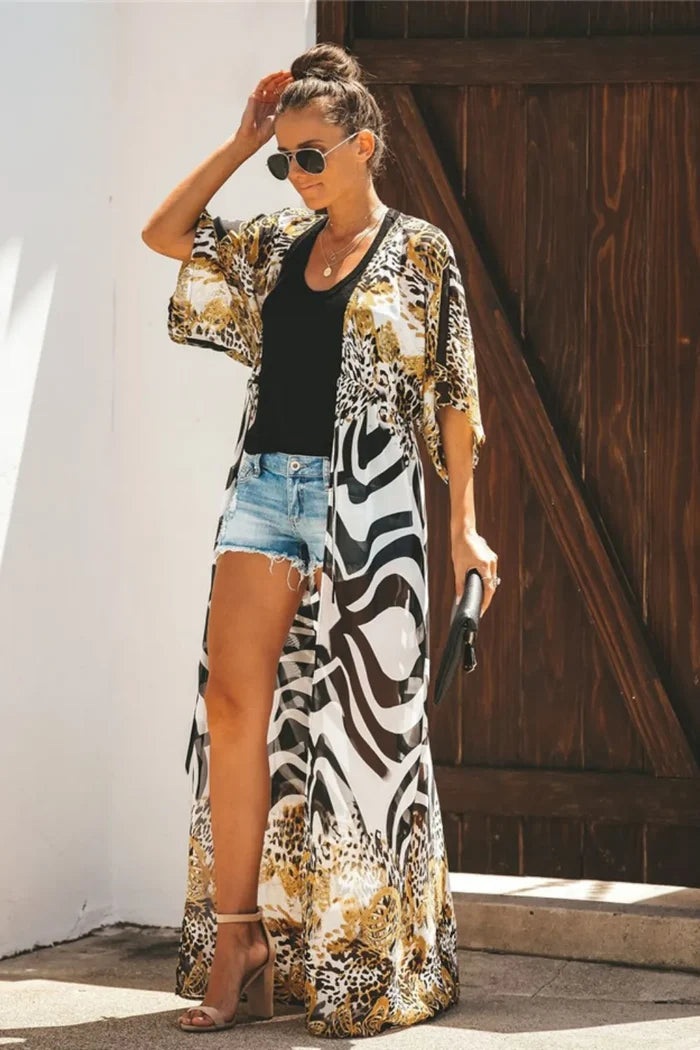 Open Front Leopard Cover-Up