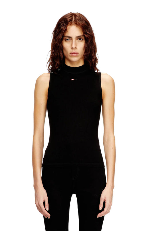 Ribbed tank top with mock neck