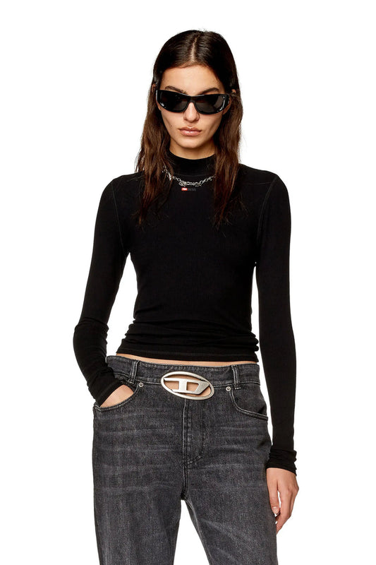Ribbed top with mock neck