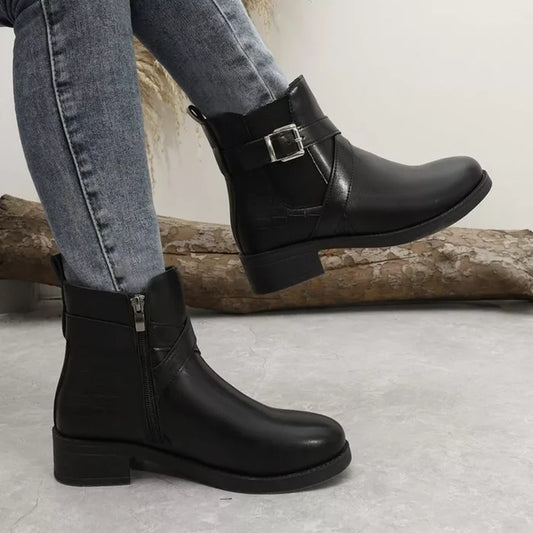 Round Toe Block Heels Boots