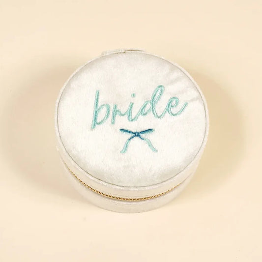 Round Velvet Jewelry Case - Greige Goods