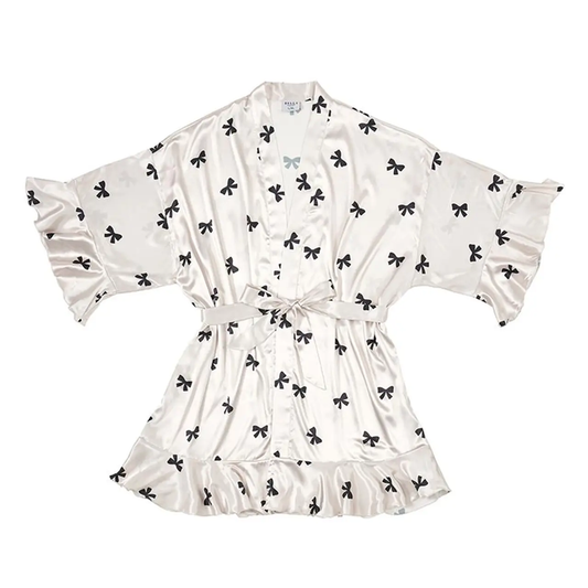 Ruffled Satin Robe - Greige Goods