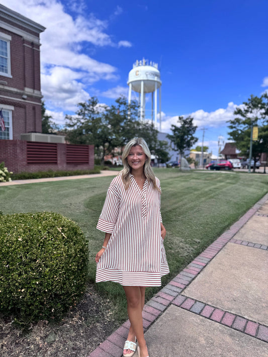 RUST STRIPE DRESS