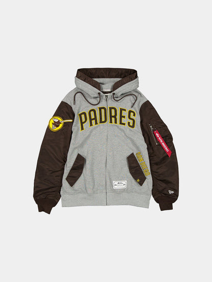 SAN DIEGO PADRES X ALPHA X NEW ERA MA-1 ZIP UP HOODIE OUTERWEAR Alpha Industries BROWN S