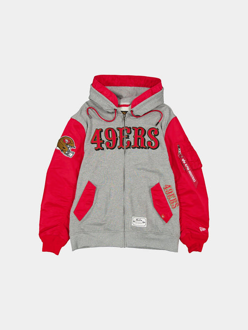 SAN FRANCISCO 49ERS X ALPHA X NEW ERA MA-1 ZIP UP HOODIE OUTERWEAR Alpha Industries RED S