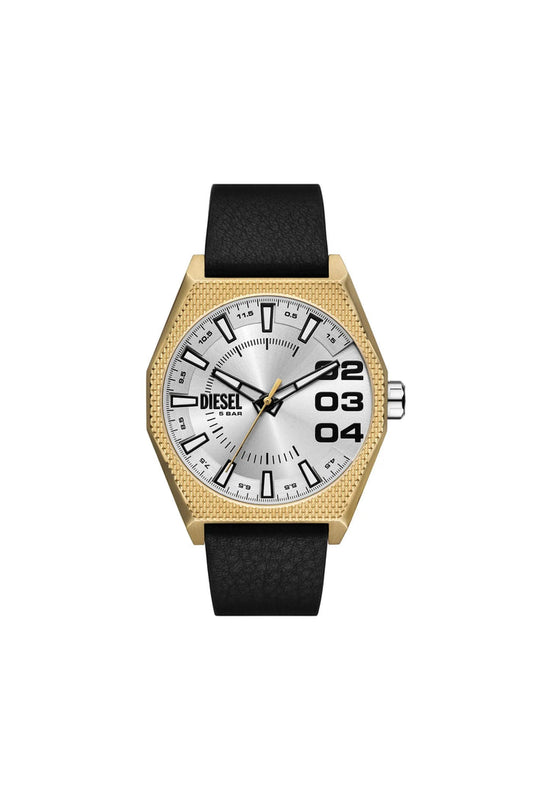 Scraper Three-Hand Black Leather Watch