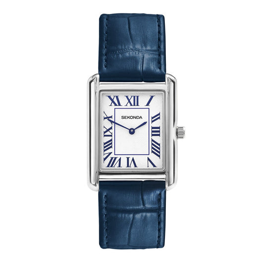 Sekonda Mens Clement Guilloche Dial Blue Leather 28x37mm Watch