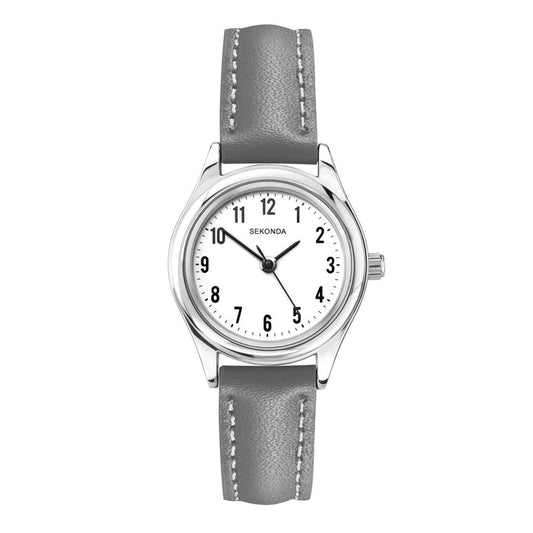 Sekonda Womens Evans White Dial Grey Leather Strap 25mm Watch