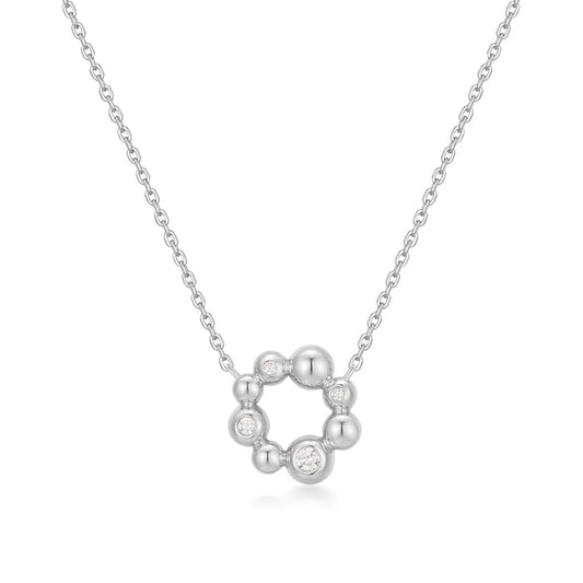 Silver Asymmetric Beaded Circle Necklace