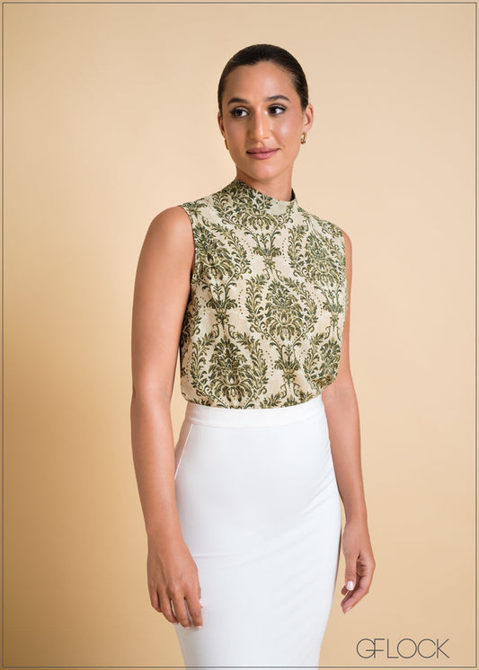 Sleeveless High Neck Top - 250324