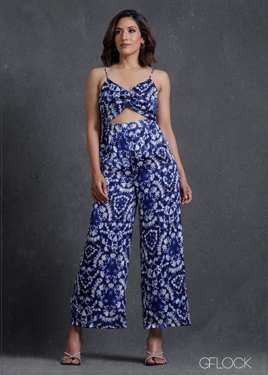 Sleeveless Twisted Detailed Flared Jumpsuit - 230224