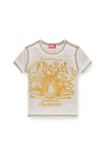 Slim jersey T-shirt with print and studs