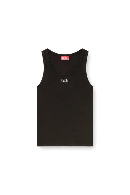 Slim ribbed tank top with metallic Oval D