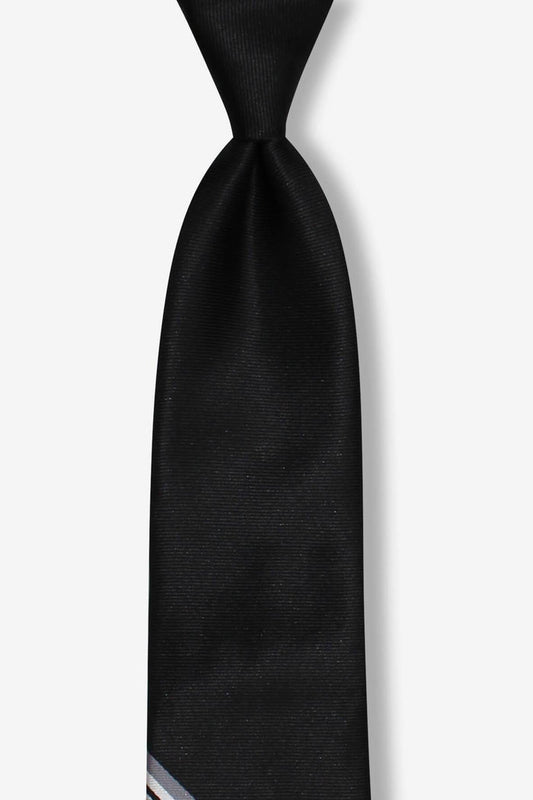 Solid Black with Silver Stripe Skinny Pre-tied Tie, Tie, GoTie