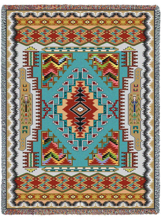 Southwest Painted Hills Turquoise Woven Cotton Throw Blanket